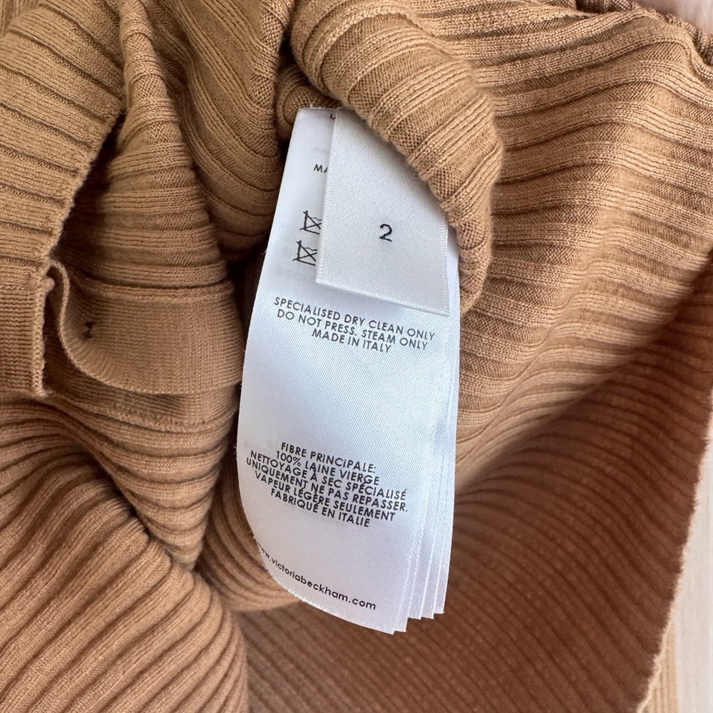 Victoria Beckham Camel Ribbed Cardigan - Picture 5 of 5